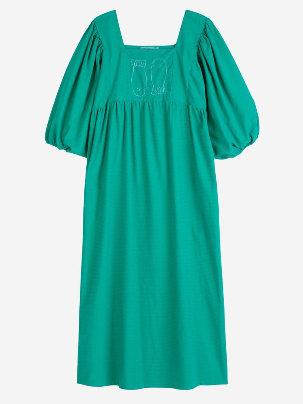 NWOT Bobo Choses Emerald Green Square-Neck Fish Maxi Dress - Picture 5 of 8